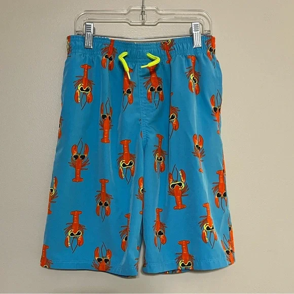 Wonder Nation Boys XL Lobster Swim Trunks Blue Orange Beach Shorts 14-16 - Picture 6 of 6